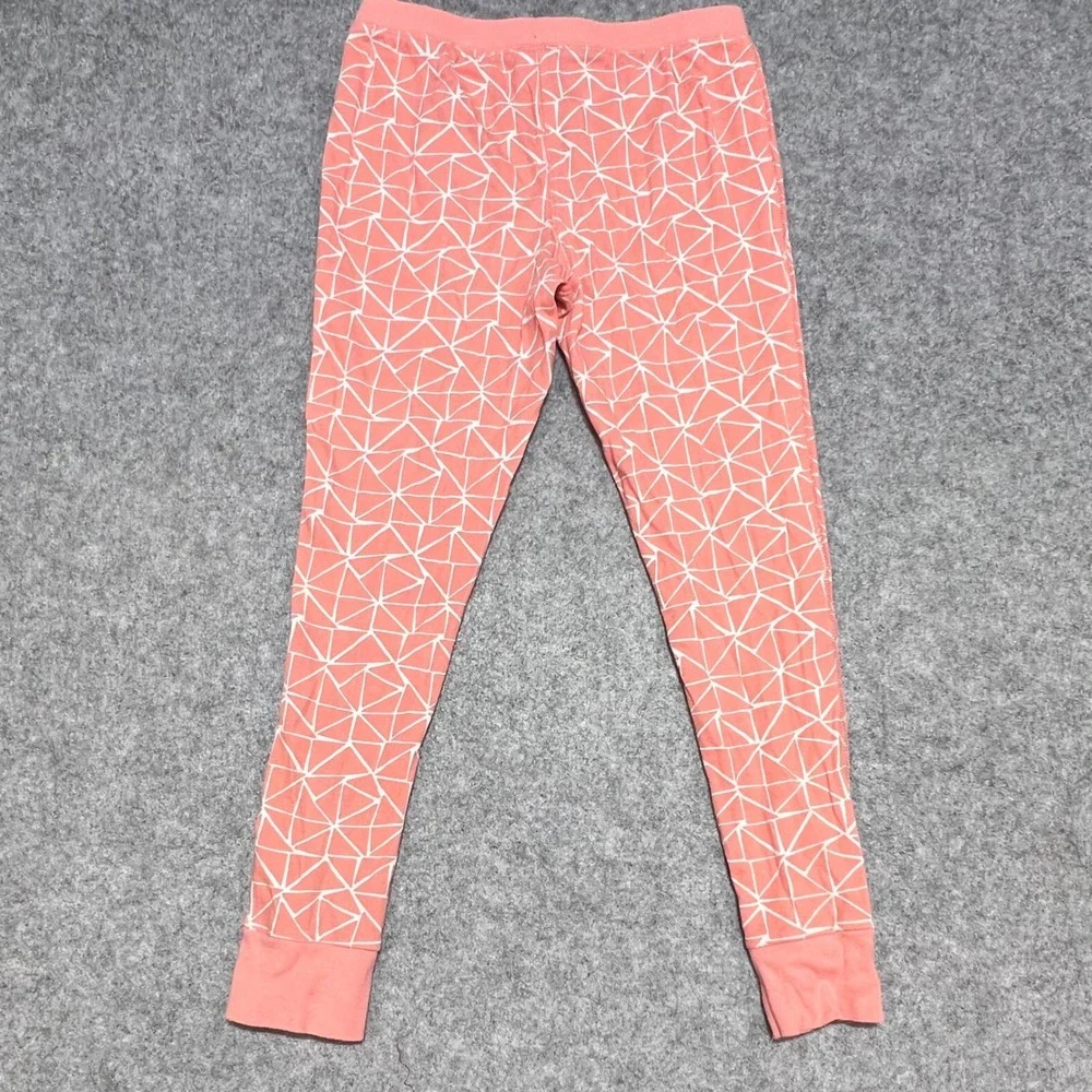 Cat & Jack Kids Pink Geometric Heart Cotton Pajama Set Size 10 Oatmeal Coral